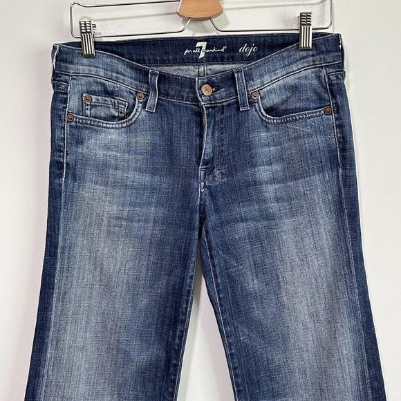 7 For All Mankind 7FAMK DOJO Crop Capri Jeans 28 Blue Casual Trendy Mid Rise - Picture 3 of 8